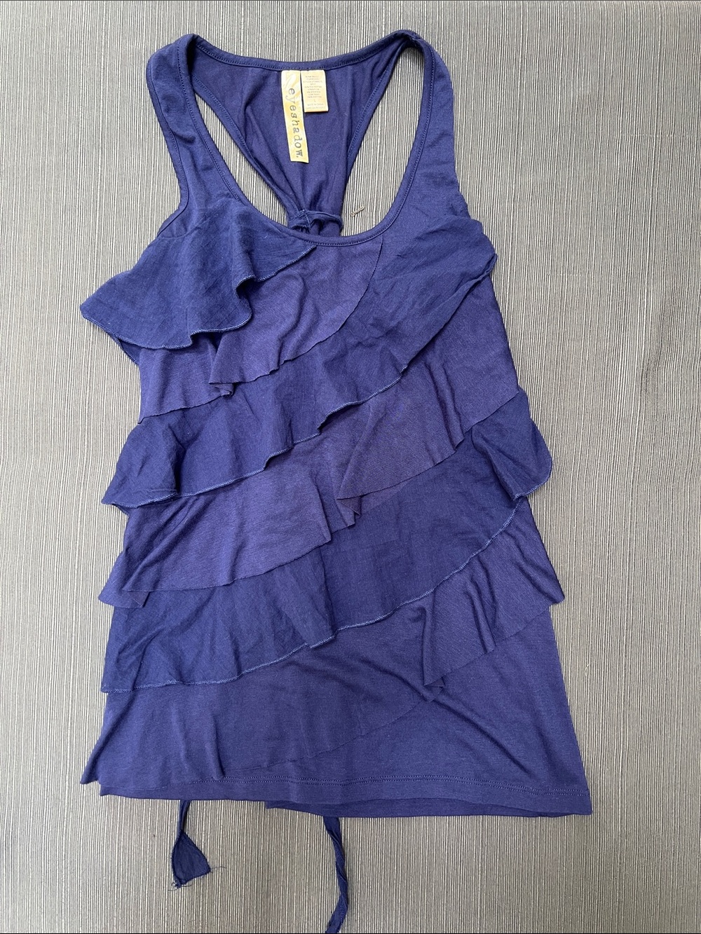 Eyeshadow Navy Blue Ruffle Racerback Tank Top  SZ L